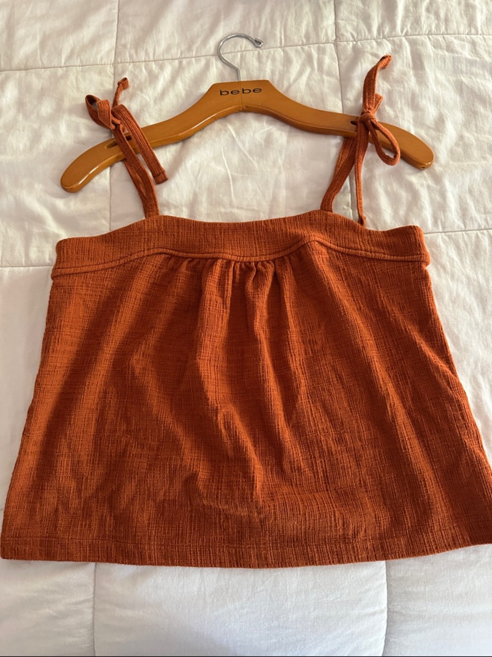 bebe Rust Textured Tie-Shoulder Camisole